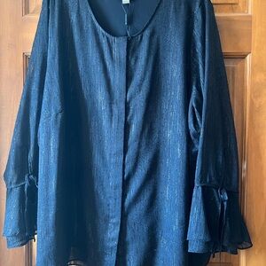 Calvin Klein Black Blouse with peasant Sleeves